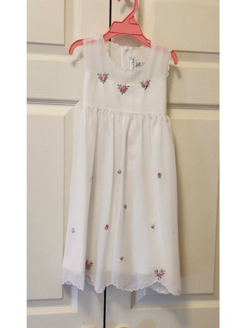 Girl Fantaisie Kids White Pink Flowers Holiday Party Easter Dress Size 4